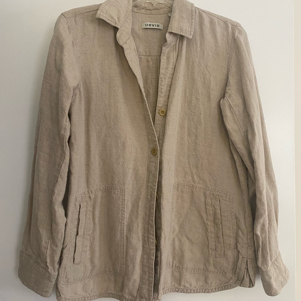 Orvis Tan Linen Shirt Jacket